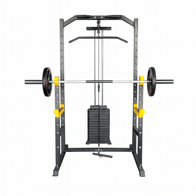 Strongway Half Power Rack with Weight Stack and Pulley System