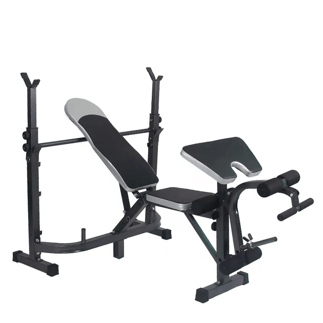 Multi Gym Machine Adjustable Weight Bench with Barbell Rack