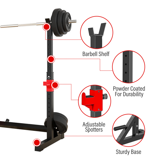 Ultimate Set - Olympic Weight Plates + Olympic Barbell + Adjustable Squat and Barbell Rack + Hex Dumbbells Set + Weight Bench + Gym Mats