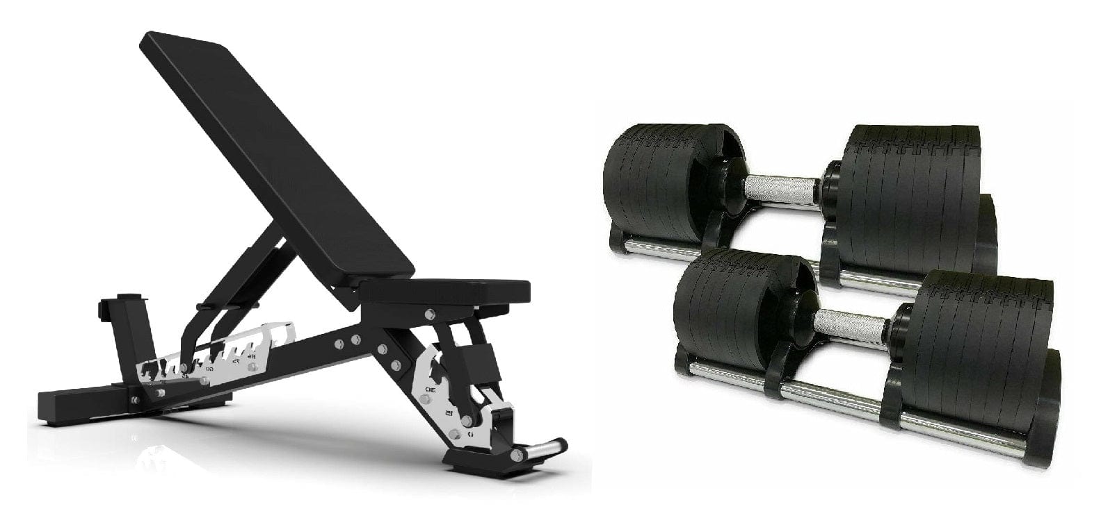 STRONGWAY 32KG 40KG Adjustable Dumbbells with Stand and Weight Bench