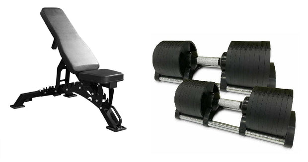 Strongway Gym Supplies 32KG Adjustable Dumbbells / WITHOUT Stand / Adjustable Weight Bench (Heavy Duty) 32KG or 40KG Adjustable Dumbbells Set (PAIR) with Stand and Adjustable Weight Bench