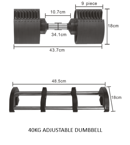 Strongway Gym Supplies 32KG or 40KG Adjustable Dumbbells Set (PAIR) with Stand and Adjustable Weight Bench