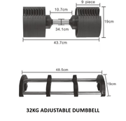 Strongway Gym Supplies 32KG or 40KG Adjustable Dumbbells Set (PAIR) with Stand and Adjustable Weight Bench