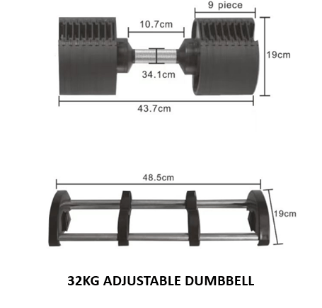 Strongway Gym Supplies 32KG or 40KG Adjustable Dumbbells Set (PAIR) with Stand and Adjustable Weight Bench