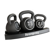 Strongway Kettlebell Set - 2.5KG 5KG 7.5KG Kettlebells with Stand