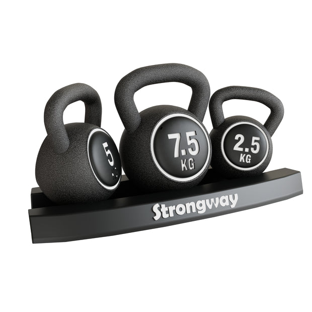 Strongway Kettlebell Set - 2.5KG 5KG 7.5KG Kettlebells with Stand