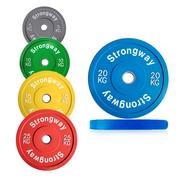 Strongway Gym Supplies Free Weights 50KG SET 50KG/ 70KG/ 100KG/ 120KG/ 150KG Coloured Olympic Bumper Weight Plates Set
