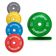 Strongway Gym Supplies Free Weights 50KG / 70KG / 100KG Coloured Bumper Weight Plates + 6FT or 7FT Olympic Barbell Set