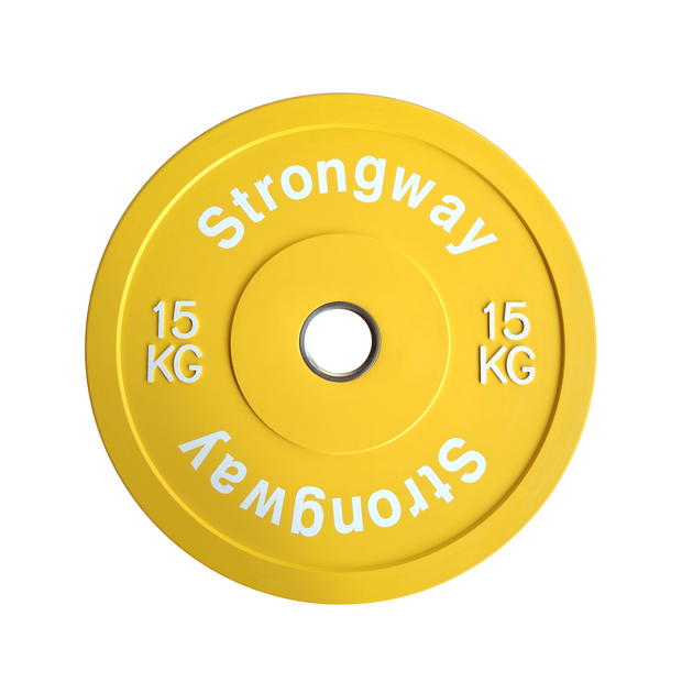 Strongway Gym Supplies Free Weights 50KG / 70KG / 100KG Coloured Bumper Weight Plates + 6FT or 7FT Olympic Barbell Set