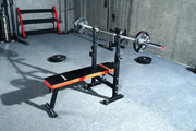 Strongway Gym Supplies Free Weights 50KG/70KG/100KG Olympic Bumper Weight Plates + 6FT or 7FT Barbell + Bench with Barbell Rack