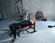 Strongway Gym Supplies Free Weights 50KG/70KG/100KG Olympic Bumper Weight Plates + 6FT or 7FT Barbell + Bench with Barbell Rack