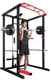 Strongway Gym Supplies Free Weights 50KG/70KG/100KG Olympic Bumper Weight Plates + 6FT or 7FT Barbell + Multi-Gym Squat Rack