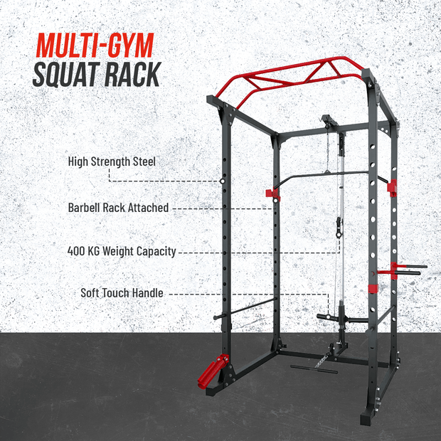 Strongway Gym Supplies Free Weights 50KG/70KG/100KG Olympic Bumper Weight Plates + 6FT or 7FT Barbell + Multi-Gym Squat Rack