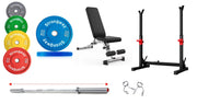 Strongway Gym Supplies Free Weights 50KG Olympic Bumper Weight Plates + Adjustable Squat and Barbell Rack + Adjustable Weight Bench / + 6FT Barbell 50KG / 70KG / 100KG Olympic Bumper Weight Plates + 6FT or 7FT Olympic Barbell + Adjustable Squat and Barbell Rack + Adjustable Weight Bench