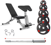 Strongway Gym Supplies 50KG Olympic Weight Plates + Adjustable Weight Bench / + 6FT Barbell 50KG / 70KG / 100KG Olympic Weight Plates + 6FT or 7FT Olympic Barbell+ Adjustable Weight Bench