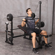 Strongway Gym Supplies Free Weights 50KG / 70KG / 100KG Olympic Weight Plates + 6FT or 7FT Olympic Barbell + Adjustable Weight Bench with Barbell Rack