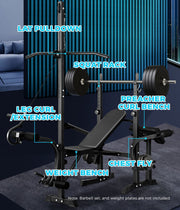 Strongway Gym Supplies Free Weights 50KG / 70KG / 100KG Olympic Weight Plates + 6FT or 7FT Olympic Barbell + Adjustable Weight Bench with Barbell Rack