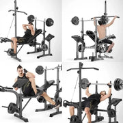 Strongway Gym Supplies Free Weights 50KG / 70KG / 100KG Olympic Weight Plates + 6FT or 7FT Olympic Barbell + Adjustable Weight Bench with Barbell Rack