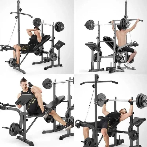 Strongway Gym Supplies Free Weights 50KG / 70KG / 100KG Olympic Weight Plates + 6FT or 7FT Olympic Barbell + Adjustable Weight Bench with Barbell Rack