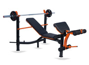 Strongway Gym Supplies Free Weights 50KG / 70KG / 100KG Olympic Weight Plates + 6FT or 7FT Olympic Barbell + Adjustable Weight Bench with Barbell Rack