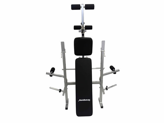 Strongway Gym Supplies Free Weights 50KG / 70KG / 100KG Olympic Weight Plates + 6FT or 7FT Olympic Barbell + Adjustable Weight Bench with Barbell Rack