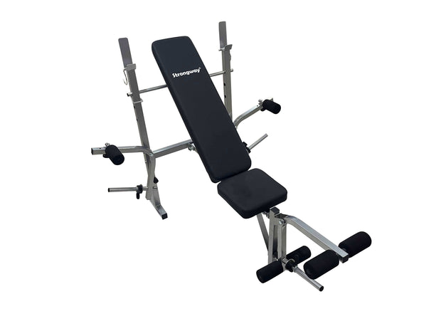 Strongway Gym Supplies Free Weights 50KG / 70KG / 100KG Olympic Weight Plates + 6FT or 7FT Olympic Barbell + Adjustable Weight Bench with Barbell Rack