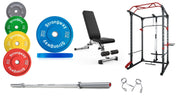 Strongway Gym Supplies Free Weights 50KG Olympic Weight Plates + Multi-Gym Squat Rack + Adjustable Weight Bench / + 6FT Barbell 50KG / 70KG / 100KG Olympic Weight Plates + 6FT or 7FT Olympic Barbell + Multi-Gym Squat Rack  + Adjustable Weight Bench