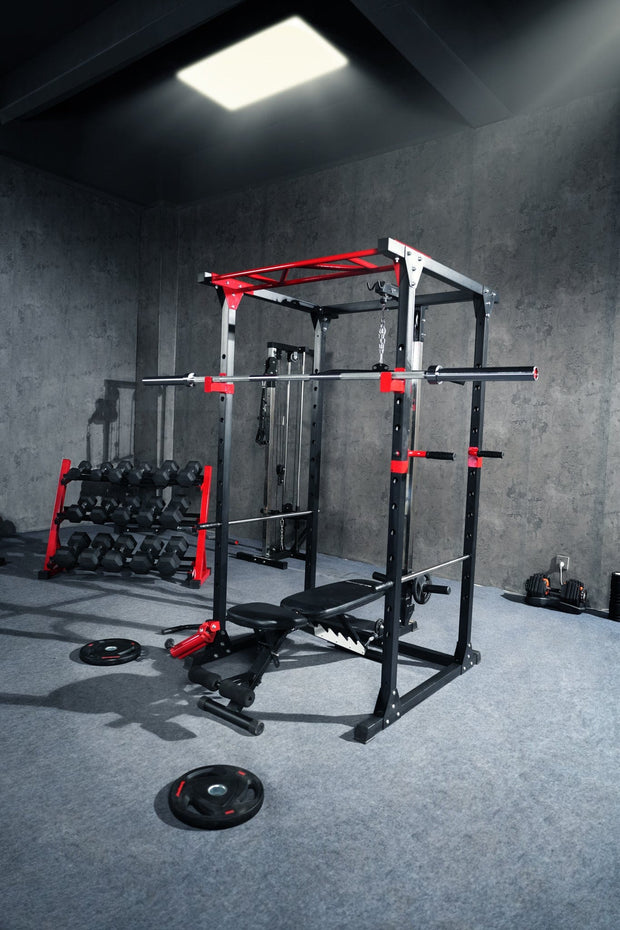 Strongway Gym Supplies Free Weights 50KG / 70KG / 100KG Olympic Weight Plates + 6FT or 7FT Olympic Barbell + Multi-Gym Squat Rack  + Adjustable Weight Bench