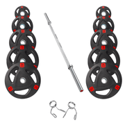 Strongway Gym Supplies Free Weights 50KG SET + 6FT BARBELL 50KG / 70KG / 100KG Olympic Weight Plates + 6FT or 7FT Olympic Barbell Set