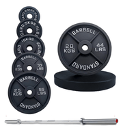 Strongway Gym Supplies Free Weights 50KG SET + 6FT BARBELL 50KG / 70KG / 100KG Olympic Weight Plates + 6FT or 7FT Olympic Barbell Set