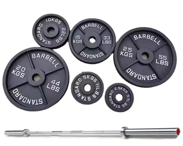 Strongway Gym Supplies Free Weights 50KG / 70KG / 100KG Olympic Weight Plates + 6FT or 7FT Olympic Barbell Set