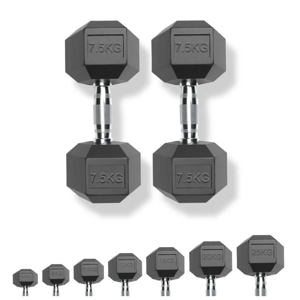 Strongway Hex Dumbbells (Pairs) Rubber Dumbbells