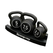 Strongway Kettlebell Set - 2.5KG 5KG 7.5KG Kettlebells with Stand
