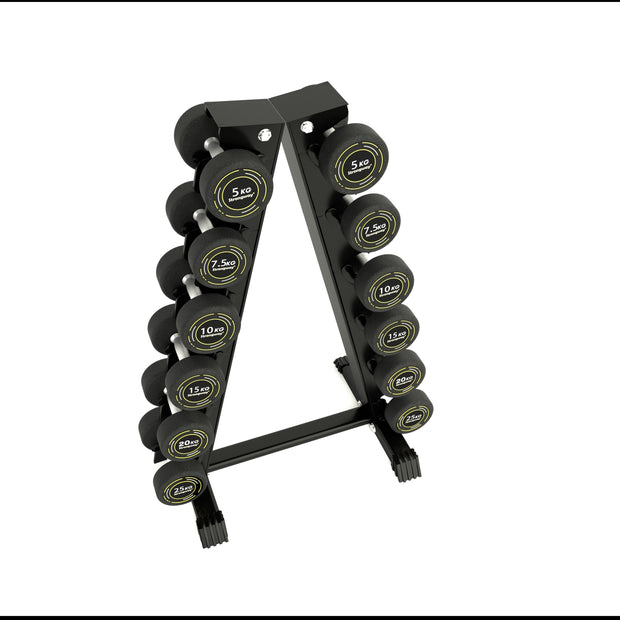 Strongway Complete Rubber Dumbbells Set with Storage Stand and Adjustable Weight Bench