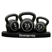 Strongway Kettlebell Set - 2.5KG 5KG 7.5KG Kettlebells with Stand