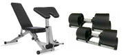 STRONGWAY 32KG Adjustable Dumbbells Set (PAIR) with Stand and Adjustable Weight Bench