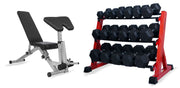 Complete Hex Dumbbells Set with 3 Tier Storage Rack + Adjustable Weight Bench Packages