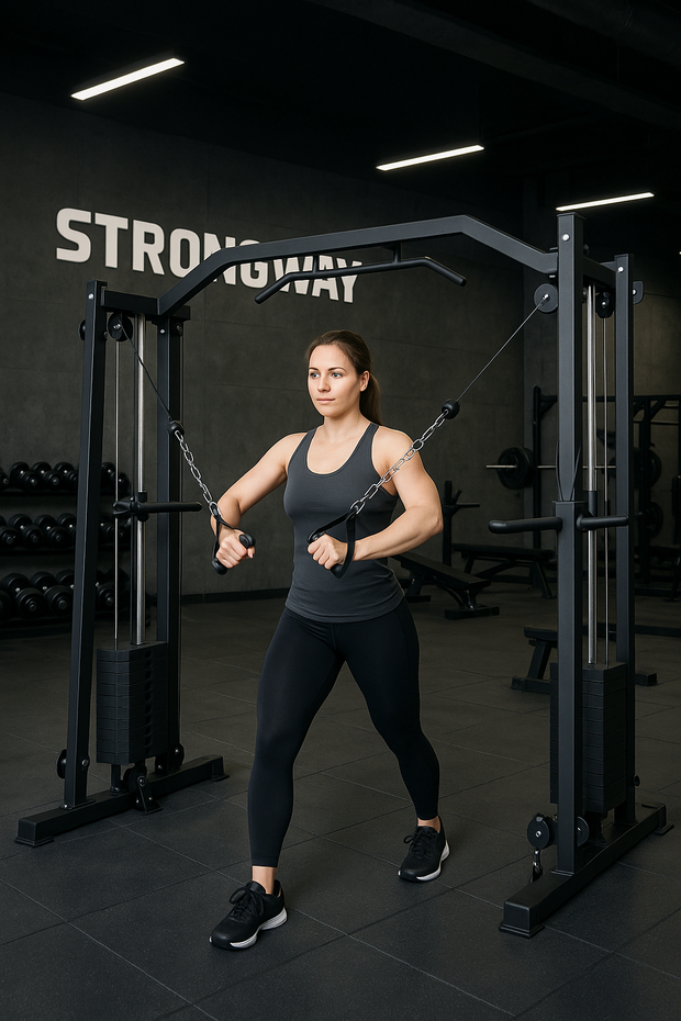 Strongway Cable Crossover Machine with Weights (150KG) and Pull Up Bar