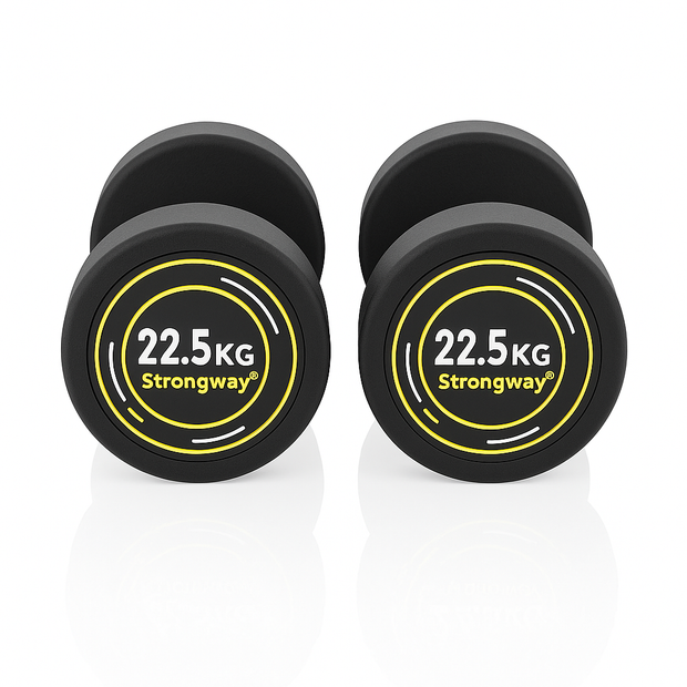 Strongway 2x 22.5KG Round Rubber Dumbbells