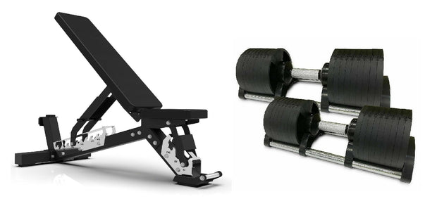 32KG or 40KG Adjustable Dumbbells Set (PAIR) with Stand and Adjustable Weight Bench