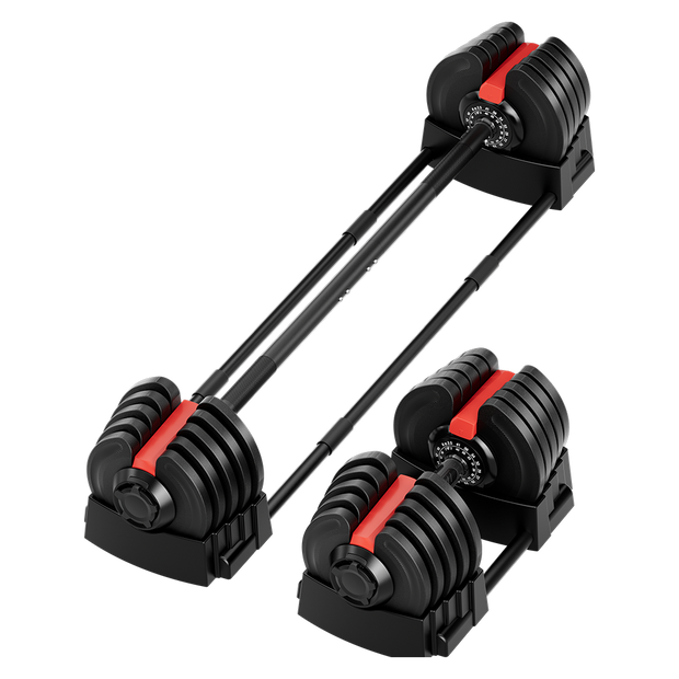 Strongway 2-in-1 40KG Adjustable Dumbbells to Barbell Set (PAIR)