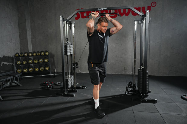 Strongway Cable Crossover Machine with Weights (150KG) and Pull Up Bar