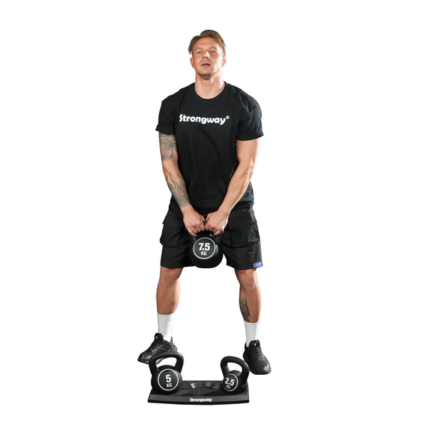 Strongway Kettlebell Set - 2.5KG 5KG 7.5KG Kettlebells with Stand