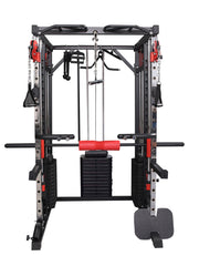 Strongway PREMIUM Multi Gym Smith Machine with Weights (3 Weight Stacks) - Multifunction Home Gym Machine