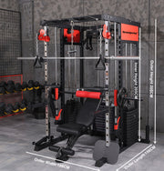 Strongway PREMIUM Multi Gym Smith Machine with Weights (3 Weight Stacks) - Multifunction Home Gym Machine