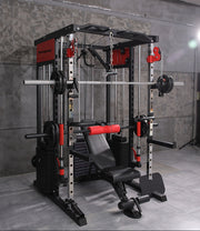 Strongway PREMIUM Multi Gym Smith Machine with Weights (3 Weight Stacks) - Multifunction Home Gym Machine