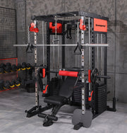 Strongway PREMIUM Multi Gym Smith Machine with Weights (3 Weight Stacks) - Multifunction Home Gym Machine