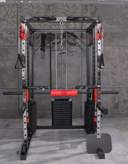 Strongway PREMIUM Multi Gym Smith Machine with Weights (3 Weight Stacks) - Multifunction Home Gym Machine