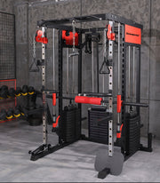 Strongway PREMIUM Multi Gym Smith Machine with Weights (3 Weight Stacks) - Multifunction Home Gym Machine