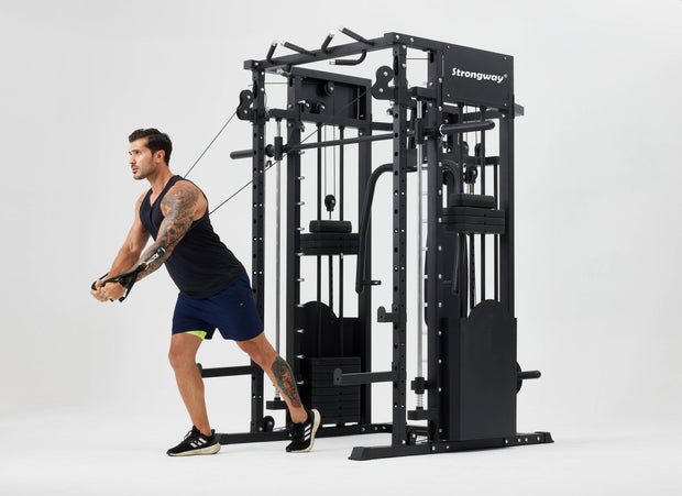 Strongway Multi Gym Smith Machine with Weights - Multifunction Home Gym Machine